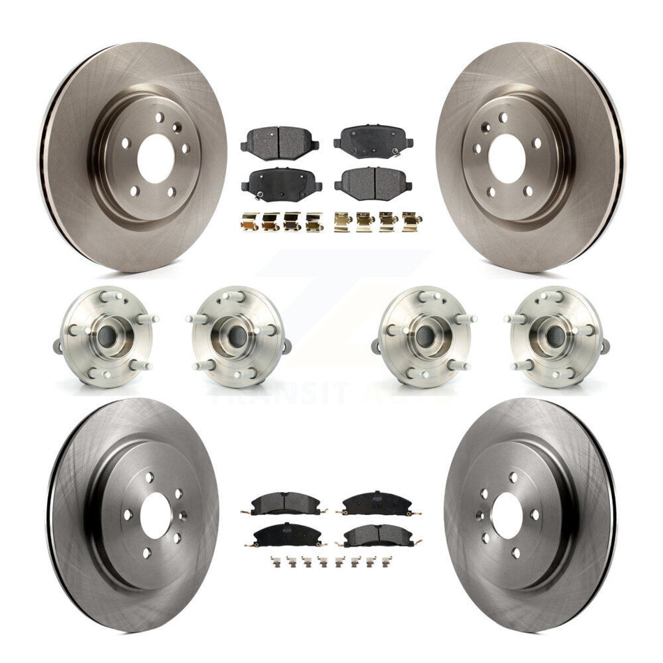 Front Rear Hub Bearings Assembly Disc Brake Rotors And Semi-Metallic Pads Kit (10Pc) For 2013 Ford Explorer Sport With Heavy Duty Brakes KBB-108994