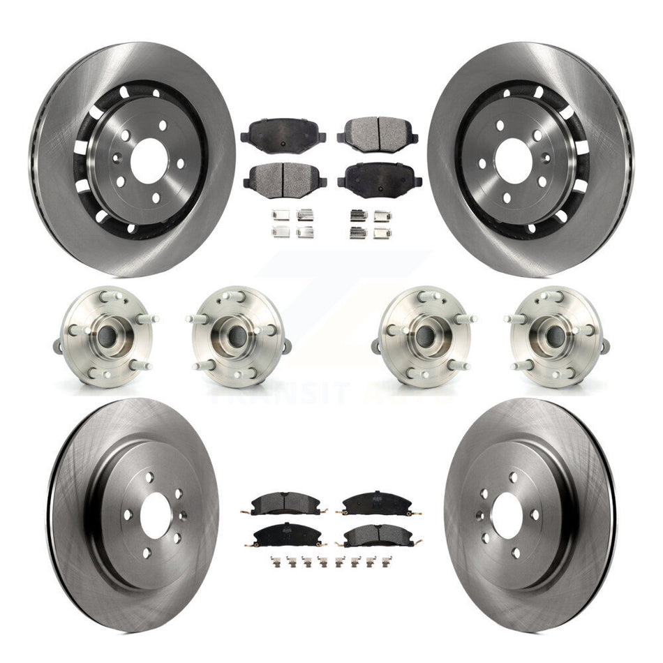 Front Rear Hub Bearings Assembly Disc Brake Rotors And Semi-Metallic Pads Kit (10Pc) For Ford Explorer Police Interceptor Utility KBB-108996
