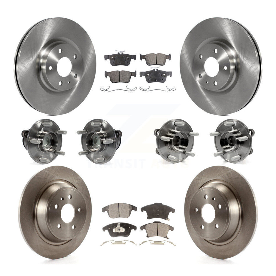 Front Rear Hub Bearings Assembly Disc Brake Rotors And Semi-Metallic Pads Kit (10Pc) For Ford Fusion Lincoln MKZ KBB-108999