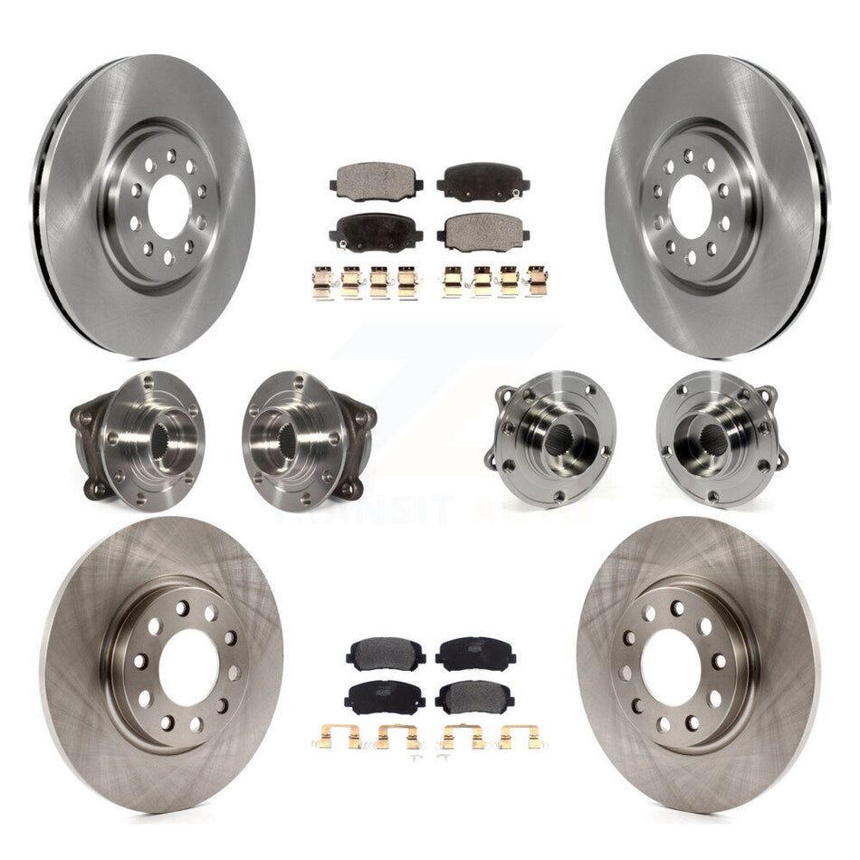 Front Rear Hub Bearings Assembly Disc Brake Rotors And Semi-Metallic Pads Kit (10Pc) For 2015-2017 Chrysler 200 AWD With 330mm Diameter Rotor KBB-109007