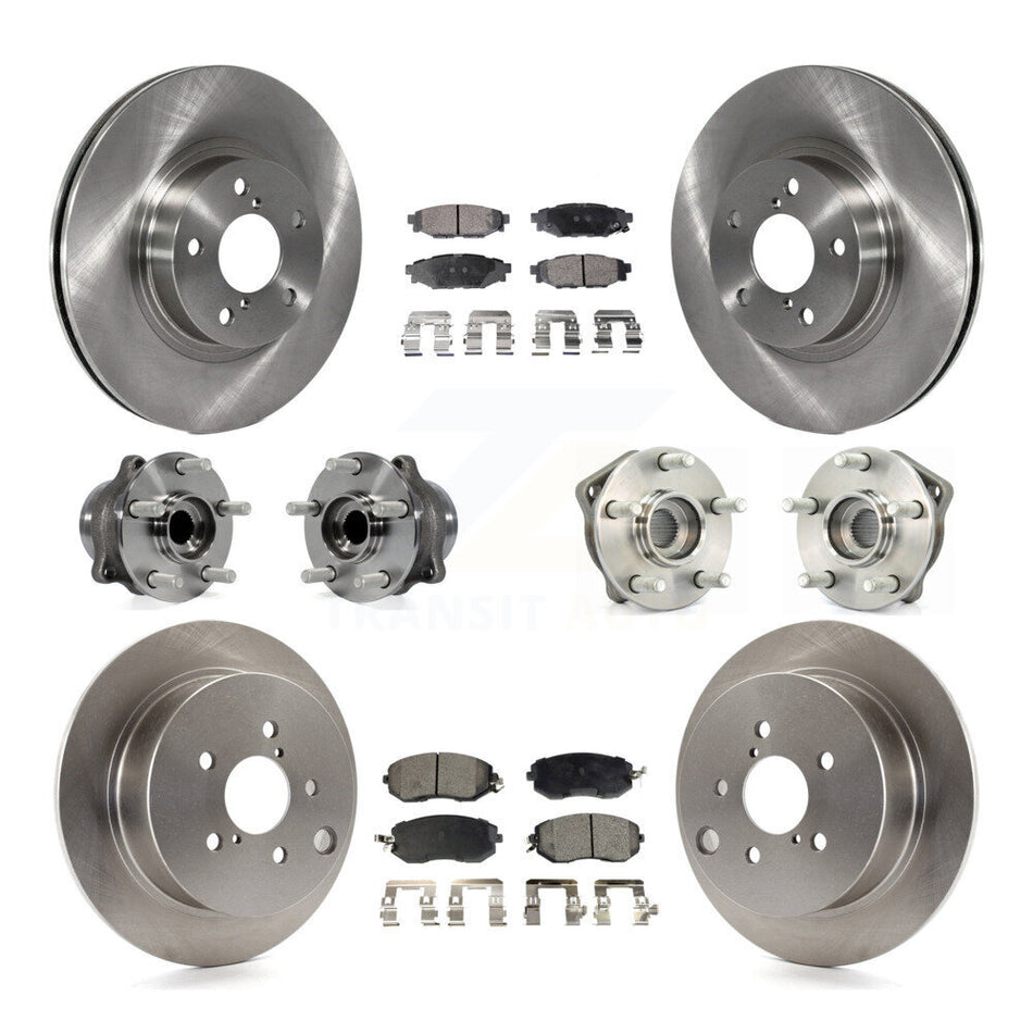 Front Rear Hub Bearings Assembly Disc Brake Rotors And Semi-Metallic Pads Kit (10Pc) For 2012-2013 Subaru Impreza Limited Base Premium KBB-109008