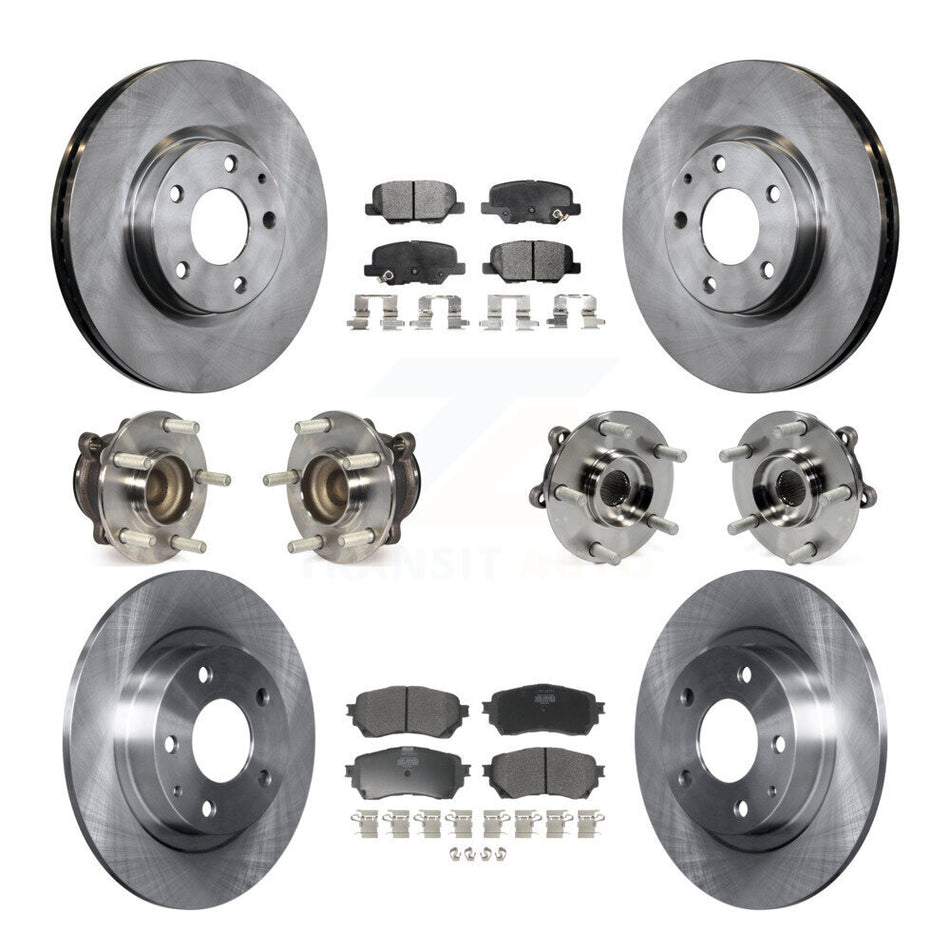 Front Rear Hub Bearings Assembly Disc Brake Rotors And Semi-Metallic Pads Kit (10Pc) For Mazda 6 KBB-109011