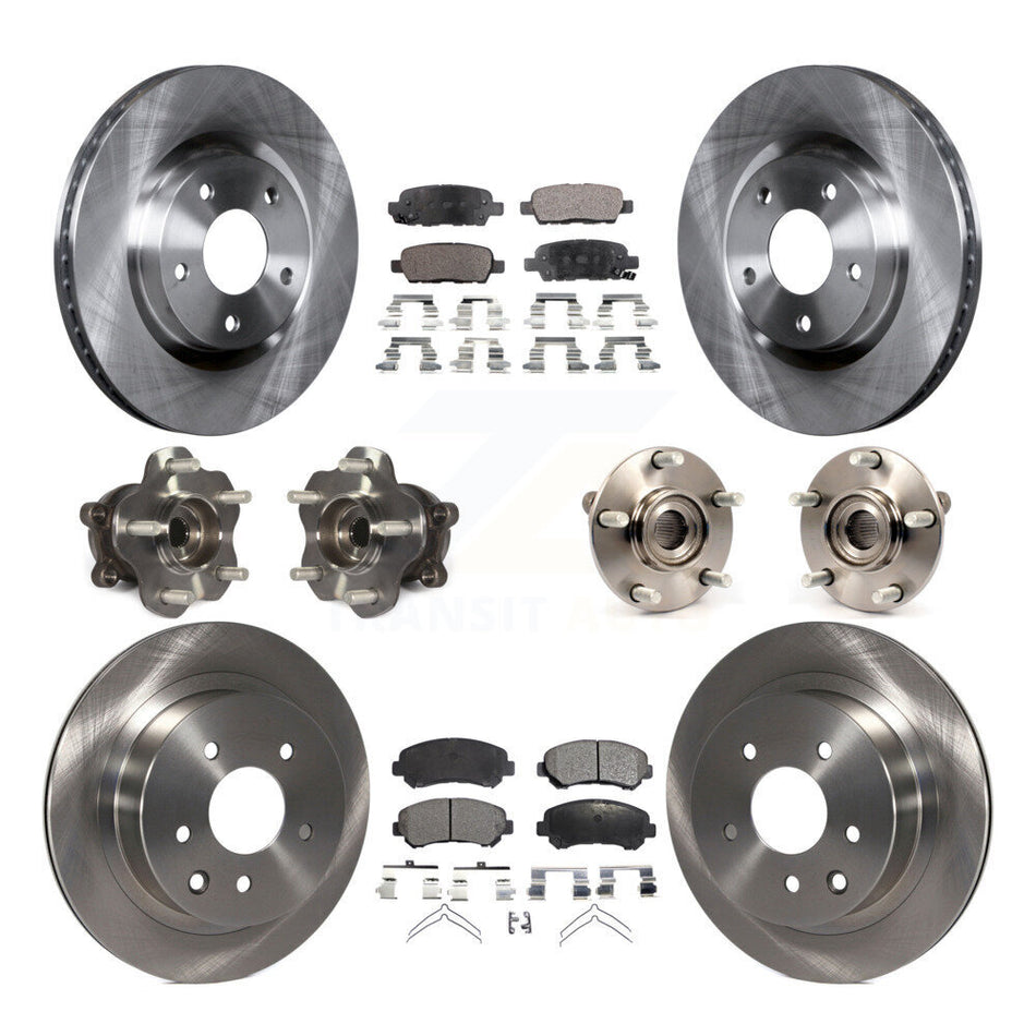 Front Rear Hub Bearings Assembly Disc Brake Rotors And Semi-Metallic Pads Kit (10Pc) For 2014-2015 Nissan Rogue Select AWD KBB-109019