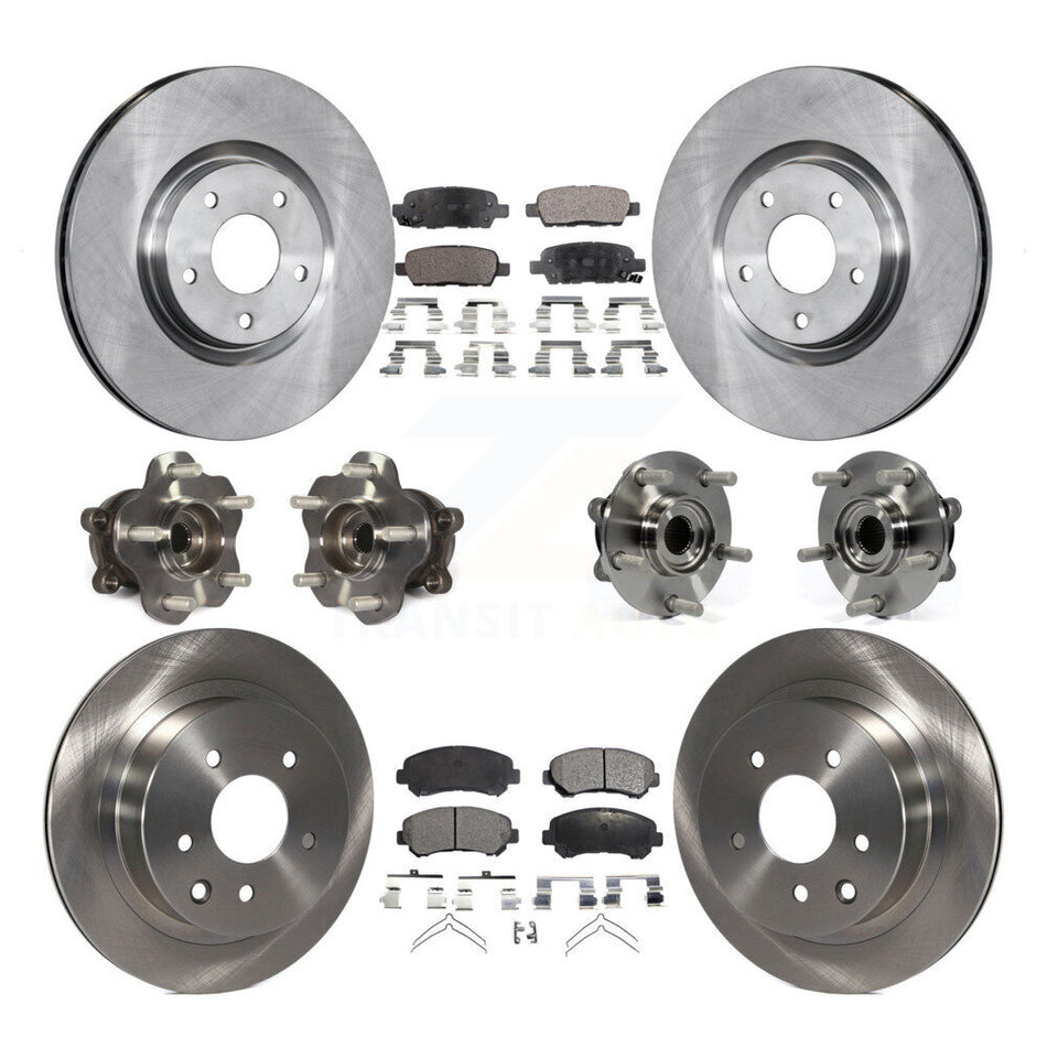 Front Rear Hub Bearings Assembly Disc Brake Rotors And Semi-Metallic Pads Kit (10Pc) For Nissan Juke KBB-109020