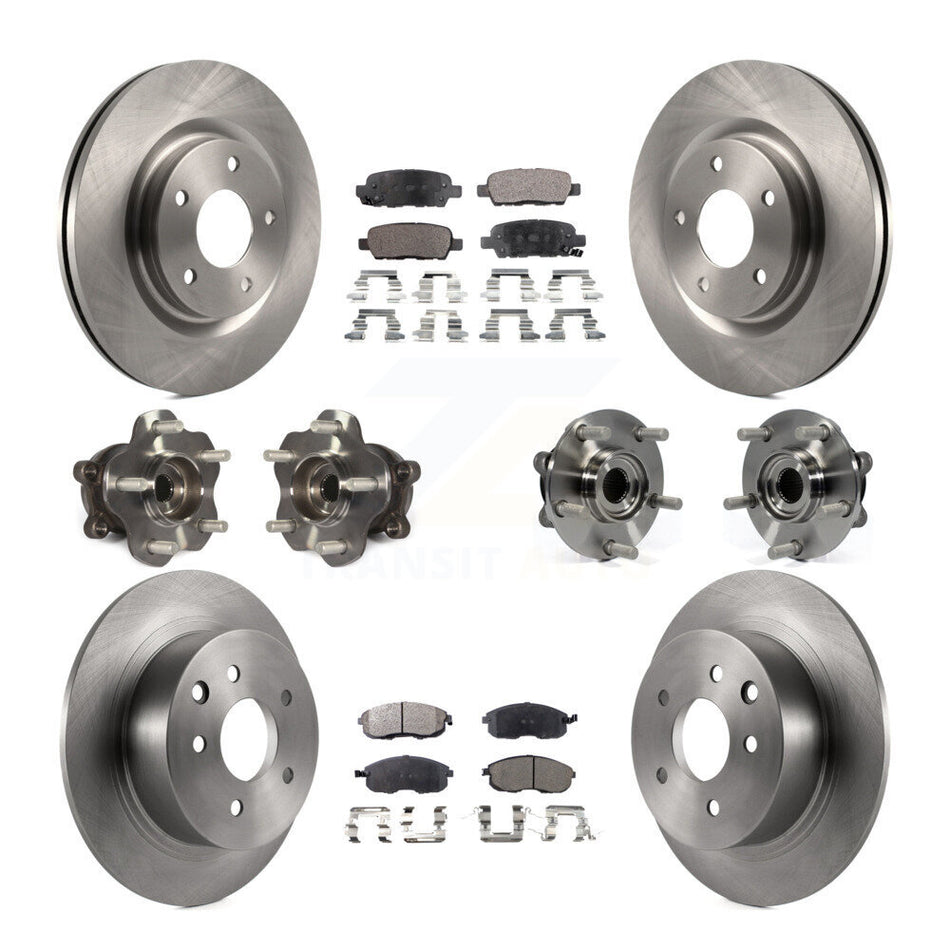Front Rear Hub Bearings Assembly Disc Brake Rotors And Semi-Metallic Pads Kit (10Pc) For Nissan Juke KBB-109021