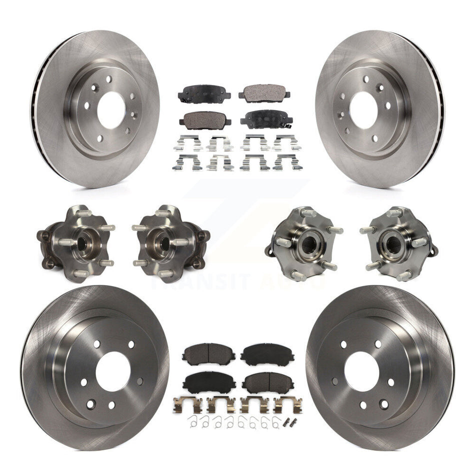 Front Rear Hub Bearings Assembly Disc Brake Rotors And Semi-Metallic Pads Kit (10Pc) For Nissan Rogue Sport Qashqai KBB-109022