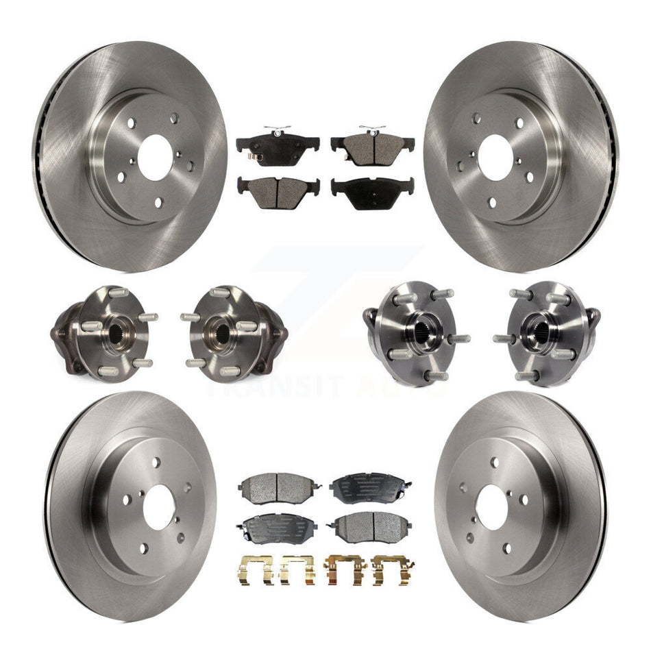 Front Rear Hub Bearings Assembly Disc Brake Rotors And Semi-Metallic Pads Kit (10Pc) For 2015 Subaru Legacy 2.5L KBB-109025