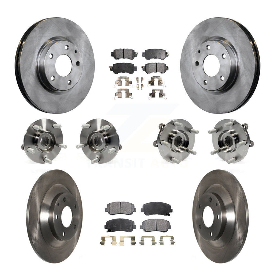 Front Rear Hub Bearings Assembly Disc Brake Rotors And Semi-Metallic Pads Kit (10Pc) For Mazda CX-5 AWD KBB-109033