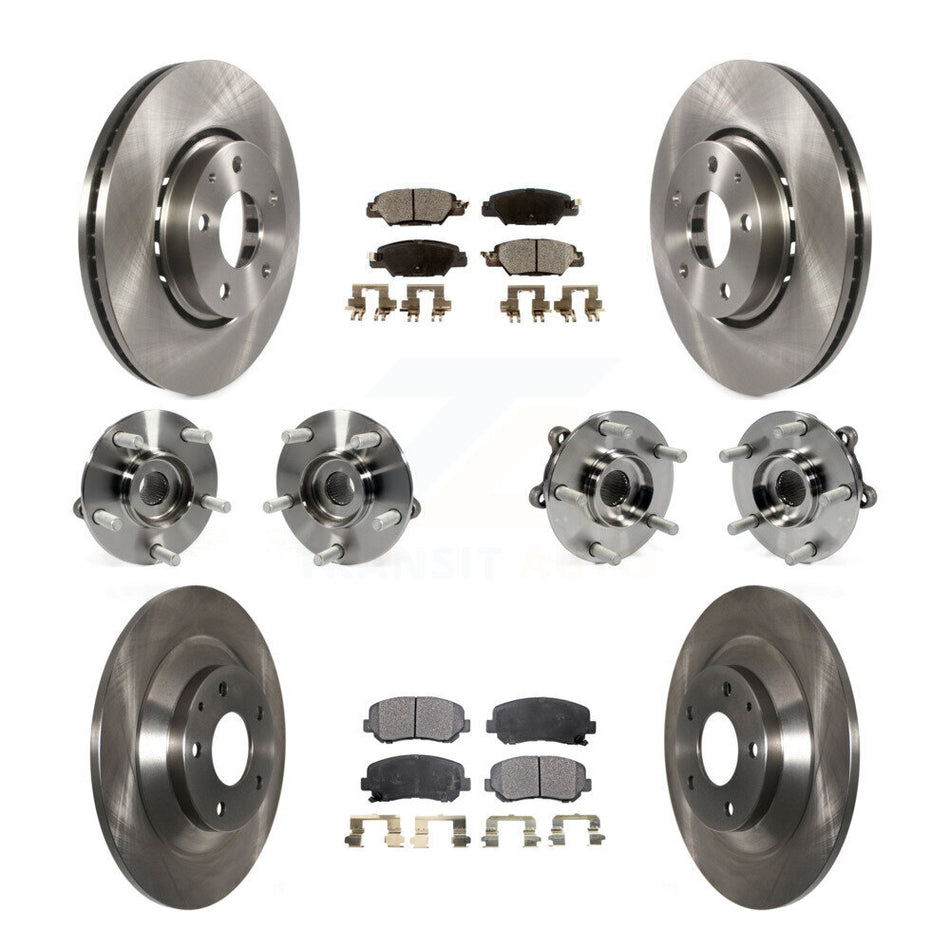 Front Rear Hub Bearings Assembly Disc Brake Rotors And Semi-Metallic Pads Kit (10Pc) For Mazda CX-5 KBB-109034