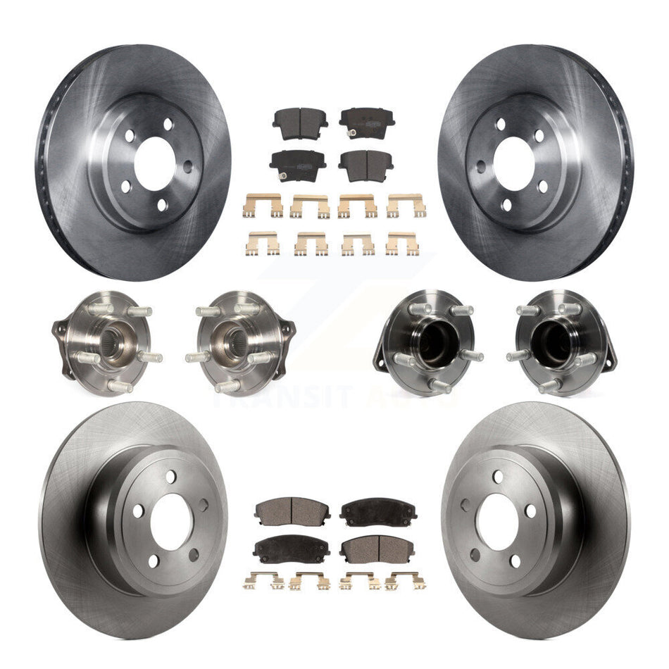 Front Rear Hub Bearings Assembly Disc Brake Rotors And Semi-Metallic Pads Kit (10Pc) For Dodge Charger Chrysler 300 Challenger KBB-109048