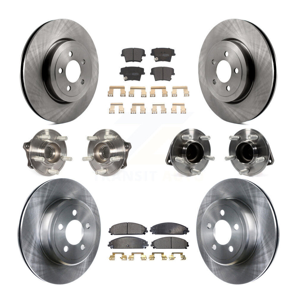 Front Rear Hub Bearings Assembly Disc Brake Rotors And Semi-Metallic Pads Kit (10Pc) For Dodge Challenger Chrysler 300 Charger KBB-109049