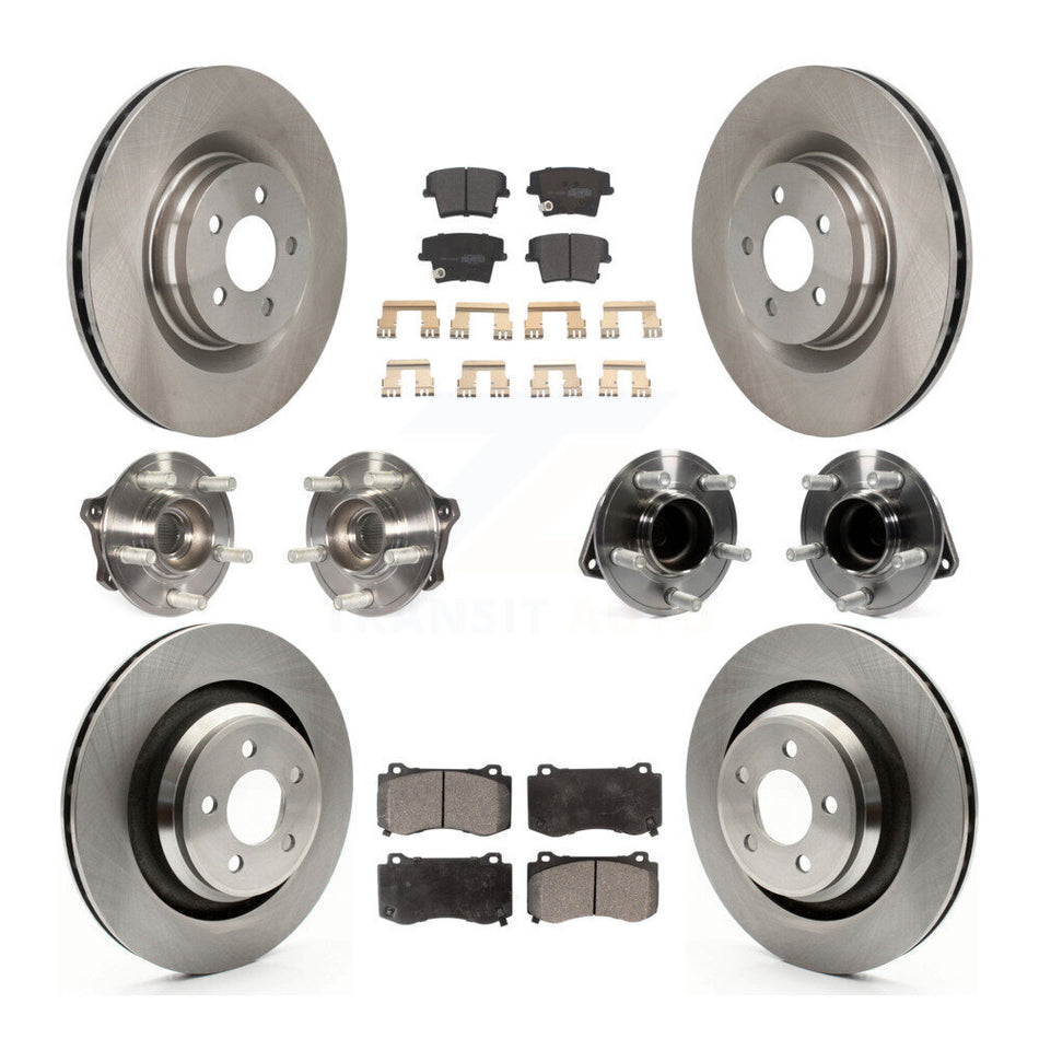 Front Rear Hub Bearings Assembly Disc Brake Rotors And Semi-Metallic Pads Kit (10Pc) For 2015 Dodge Charger R T Scat Pack with RWD 6.4L KBB-109052