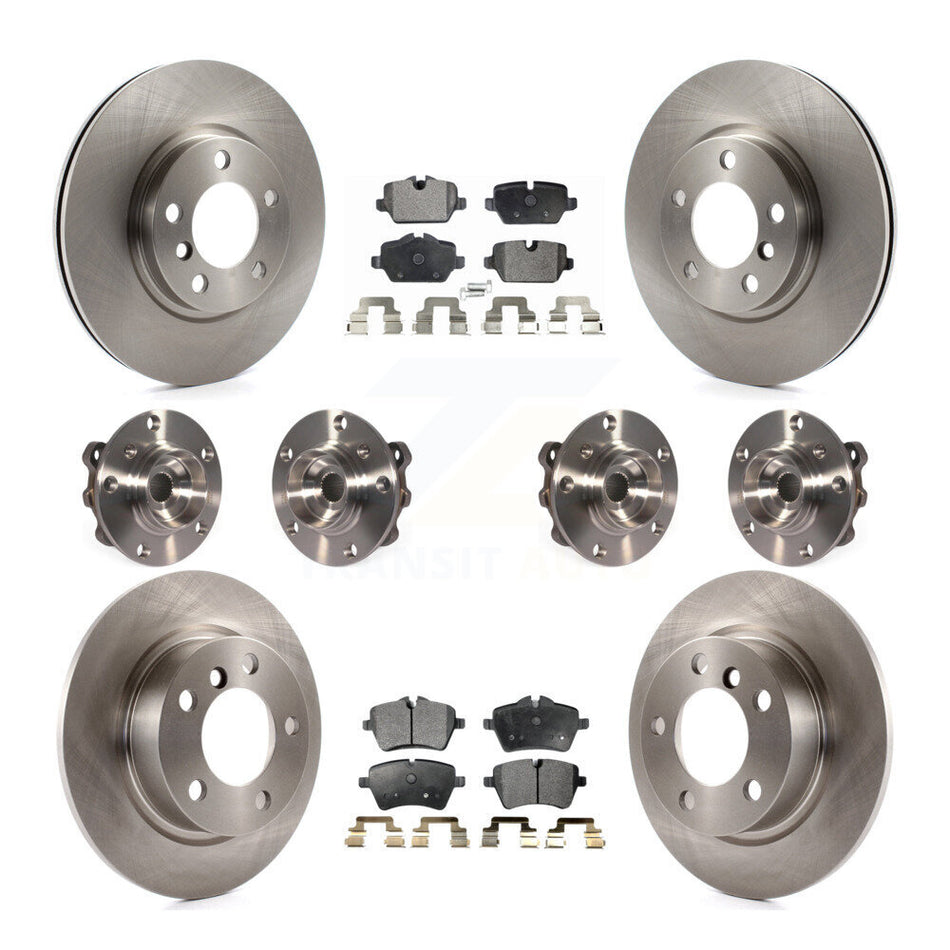 Front Rear Hub Bearings Assembly Disc Brake Rotors And Semi-Metallic Pads Kit (10Pc) For Mini Cooper Countryman Paceman KBB-109055