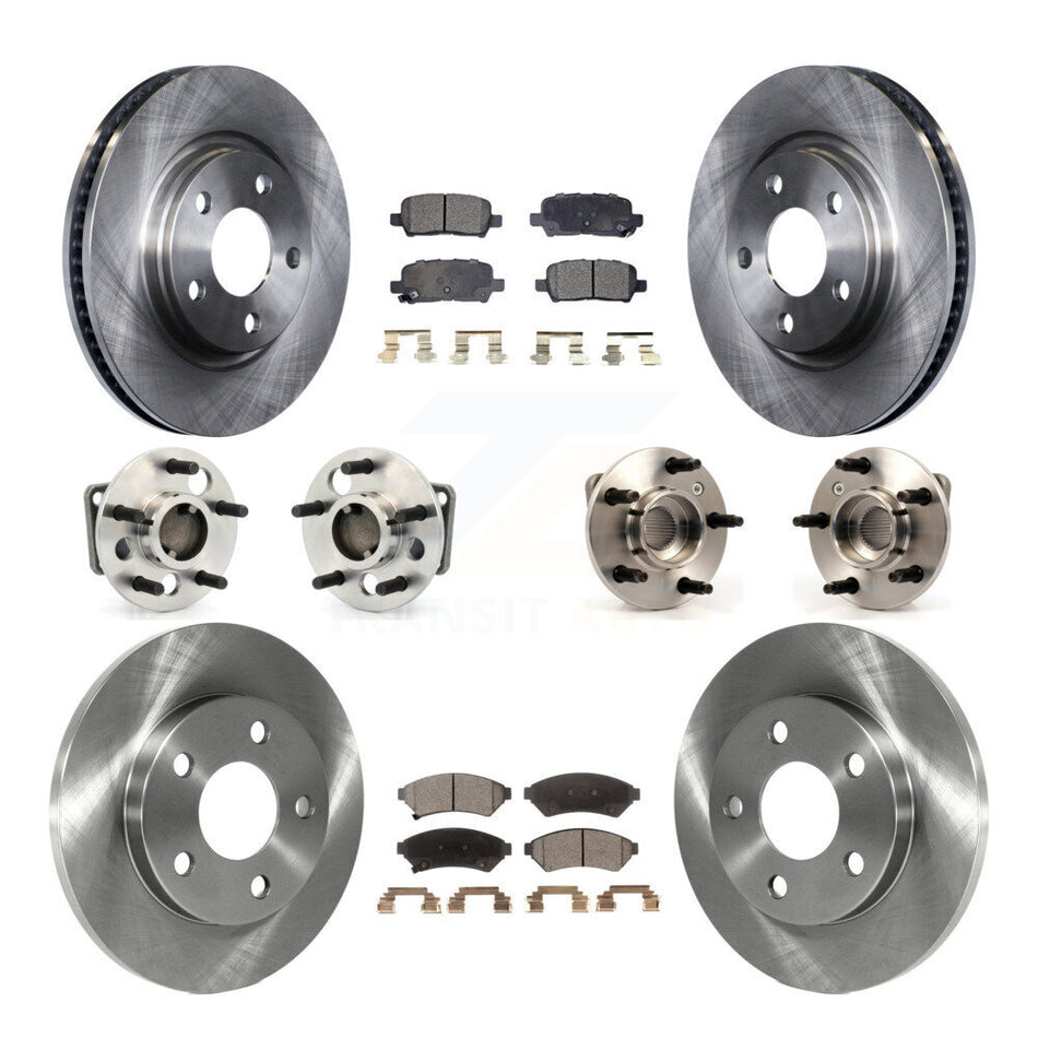 Front Rear Hub Bearings Assembly Disc Brake Rotors And Semi-Metallic Pads Kit (10Pc) For Pontiac Grand Prix Buick LaCrosse Allure KBB-109072