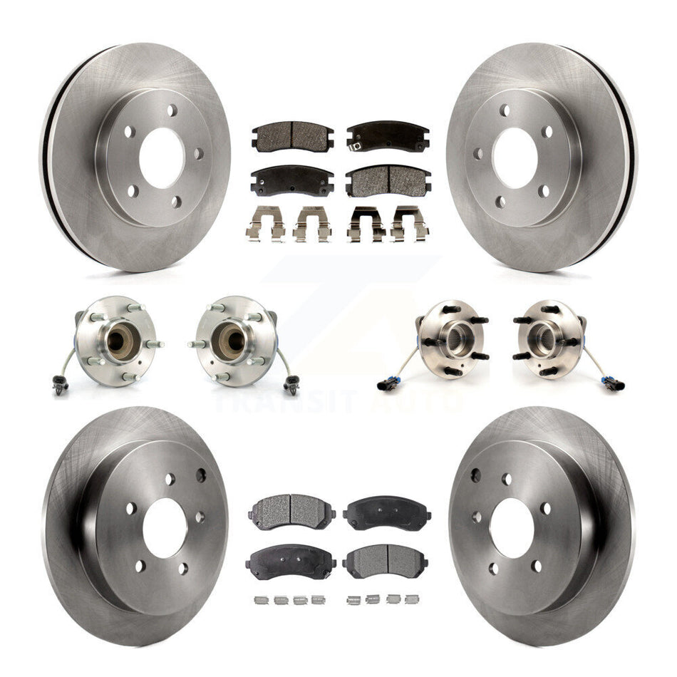 Front Rear Hub Bearings Assembly Disc Brake Rotors And Semi-Metallic Pads Kit (10Pc) For Buick Rendezvous KBB-109076