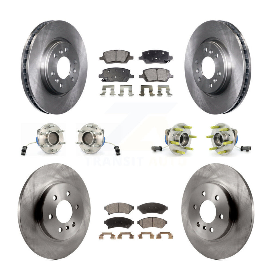 Front Rear Hub Bearings Assembly Disc Brake Rotors And Semi-Metallic Pads Kit (10Pc) For Chevrolet Uplander Buick Terraza Pontiac Montana 3 Hole Triangular Flange KBB-109080