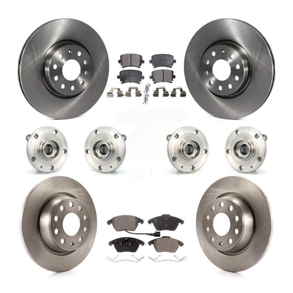 Front Rear Hub Bearings Assembly Disc Brake Rotors And Semi-Metallic Pads Kit (10Pc) For Volkswagen Passat Audi A3 Quattro KBB-109084