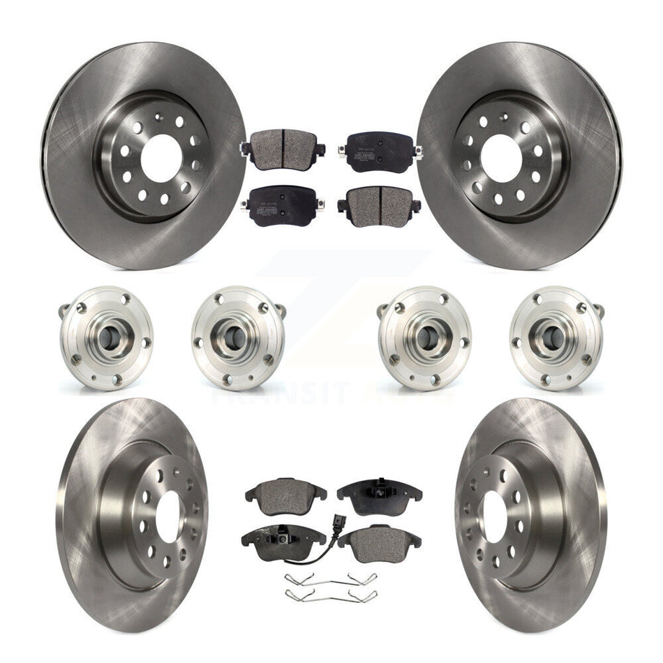 Front Rear Hub Bearings Assembly Disc Brake Rotors And Semi-Metallic Pads Kit (10Pc) For Audi Q3 Quattro KBB-109086