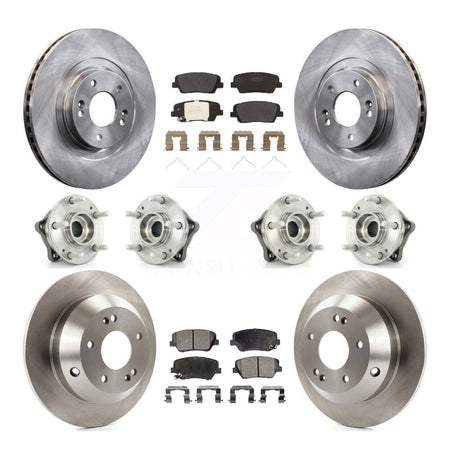 Front Rear Hub Bearing Disc Brake Rotor And Pads Kit (10Pc) For 2014-2015 Kia Sorento AWD KBB-109091