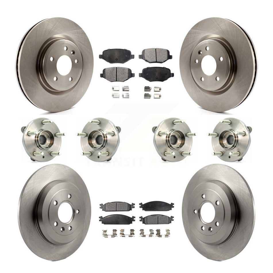 Front Rear Hub Bearings Assembly Disc Brake Rotors And Semi-Metallic Pads Kit (10Pc) For 2009-2010 Lincoln MKS KBB-109096
