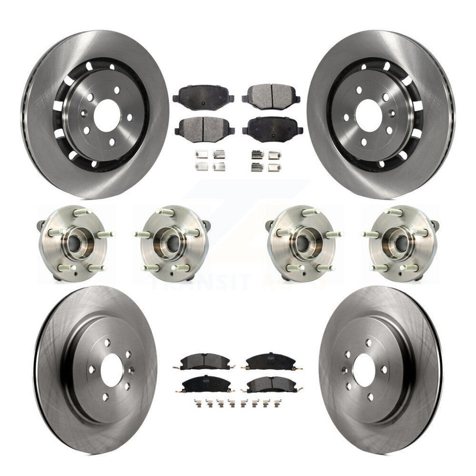 Front Rear Hub Bearings Assembly Disc Brake Rotors And Semi-Metallic Pads Kit (10Pc) For Lincoln MKS Ford Flex Taurus MKT KBB-109098