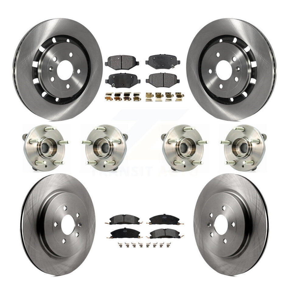 Front Rear Hub Bearings Assembly Disc Brake Rotors And Semi-Metallic Pads Kit (10Pc) For Ford Flex Taurus Lincoln MKS KBB-109099