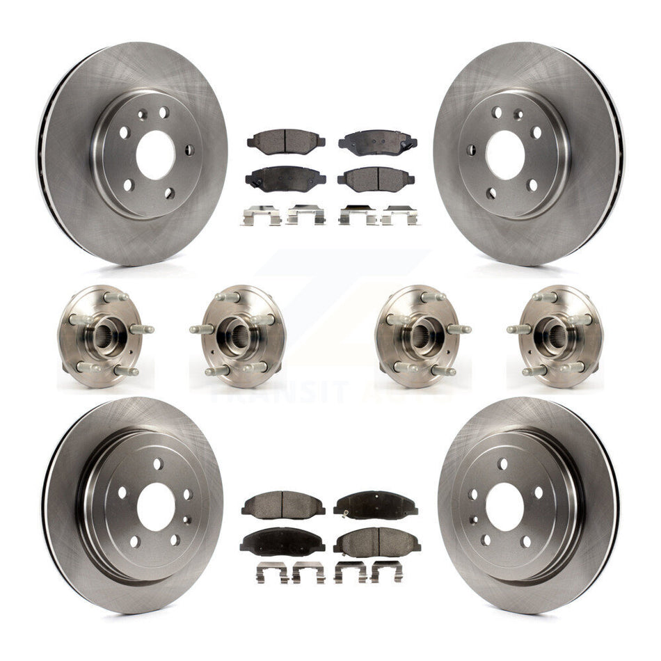 Front Rear Hub Bearings Assembly Disc Brake Rotors And Semi-Metallic Pads Kit (10Pc) For Cadillac CTS KBB-109119