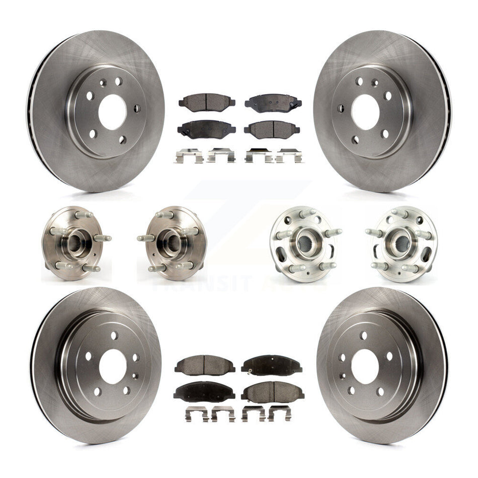Front Rear Hub Bearings Assembly Disc Brake Rotors And Semi-Metallic Pads Kit (10Pc) For Cadillac CTS Without Heavy Duty Brakes KBB-109123