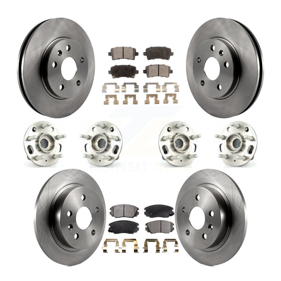 Front Rear Hub Bearings Assembly Disc Brake Rotors And Semi-Metallic Pads Kit (10Pc) For 2013-2015 Chevrolet Malibu Naturally Aspirated KBB-109127