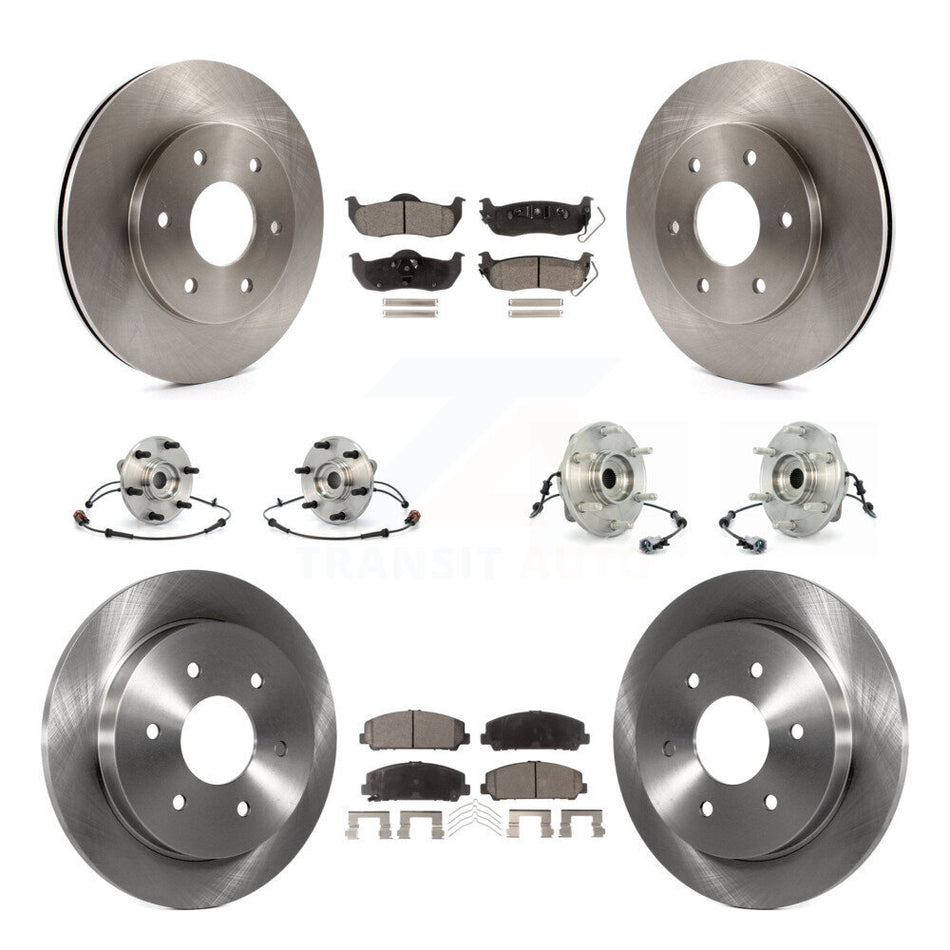 Front Rear Hub Bearings Assembly Disc Brake Rotors And Semi-Metallic Pads Kit (10Pc) For 2007 INFINITI QX56 With 320mm Diameter Rotor To 03 07 KBB-109134