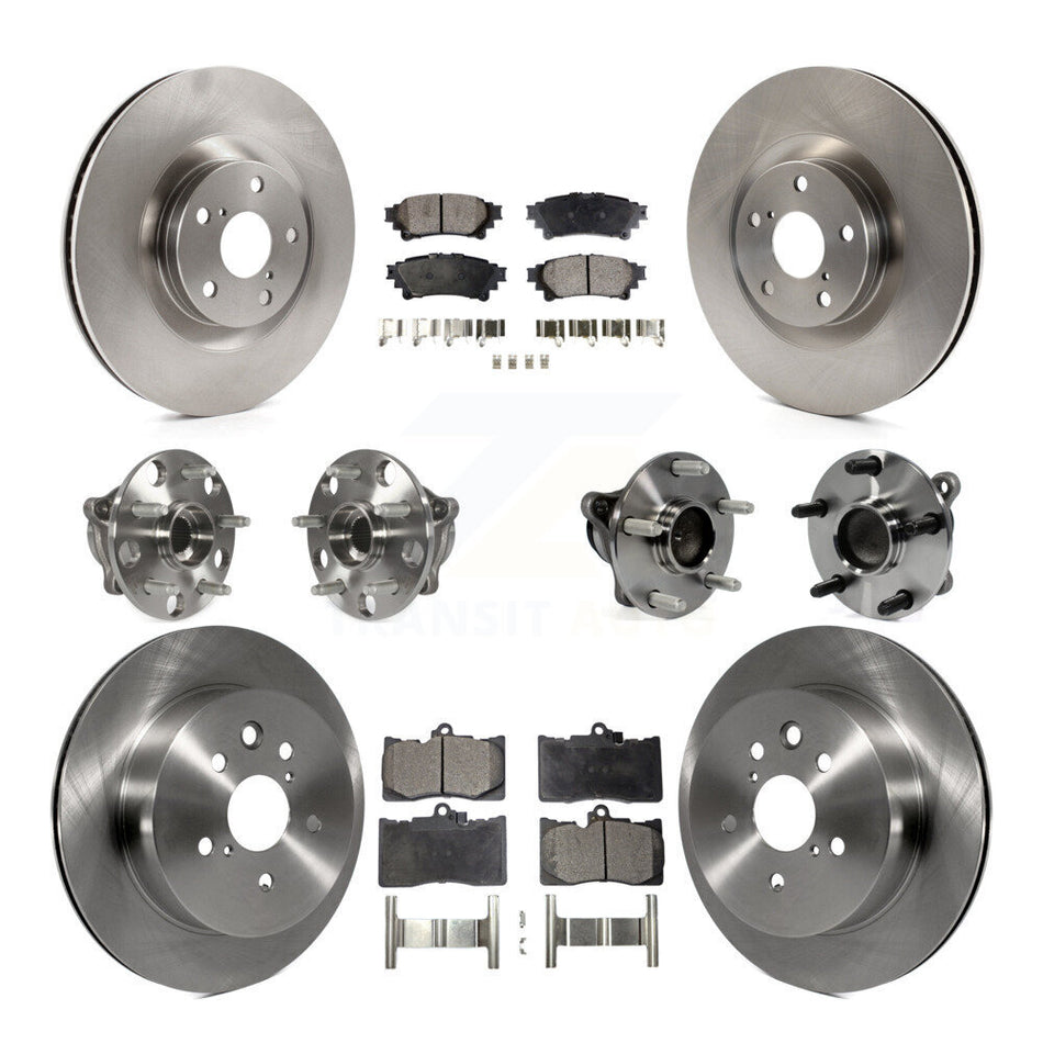 Front Rear Hub Bearings Assembly Disc Brake Rotors And Semi-Metallic Pads Kit (10Pc) For 2014-2015 Lexus IS350 C F Sport KBB-109145