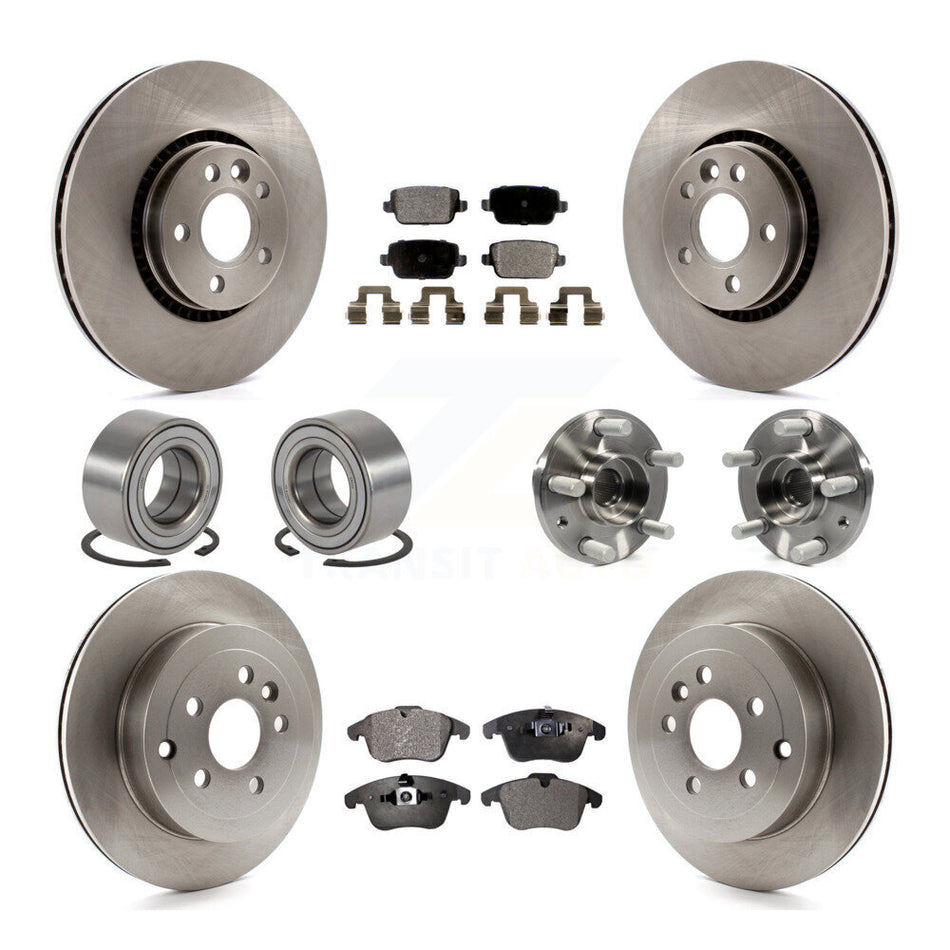 Front Rear Wheel Hub Bearings Assembly Disc Brake Rotors And Semi-Metallic Pads Shoes Kit (10Pc) For 2008-2011 Land Rover LR2 KBB-109157