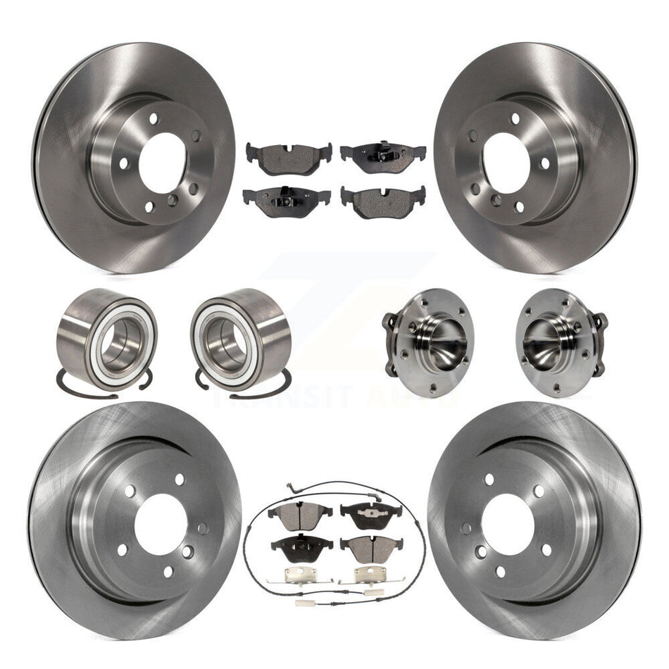 Front Rear Wheel Hub Bearings Assembly Disc Brake Rotors And Semi-Metallic Pads Shoes Kit (10Pc) For BMW 328i KBB-109167