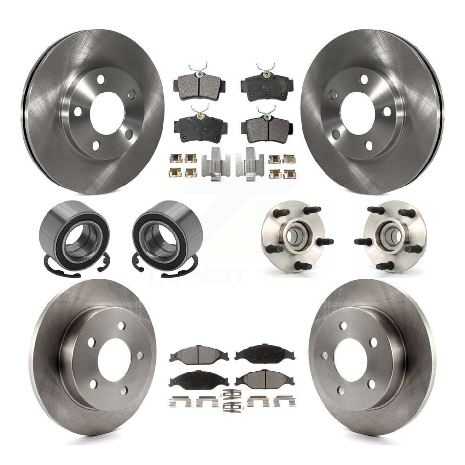 Front Rear Wheel Hub Bearings Assembly Disc Brake Rotors And Semi-Metallic Pads Shoes Kit (10Pc) For 2003 Ford Mustang SVT Cobra 10th Anniversary KBB-109170