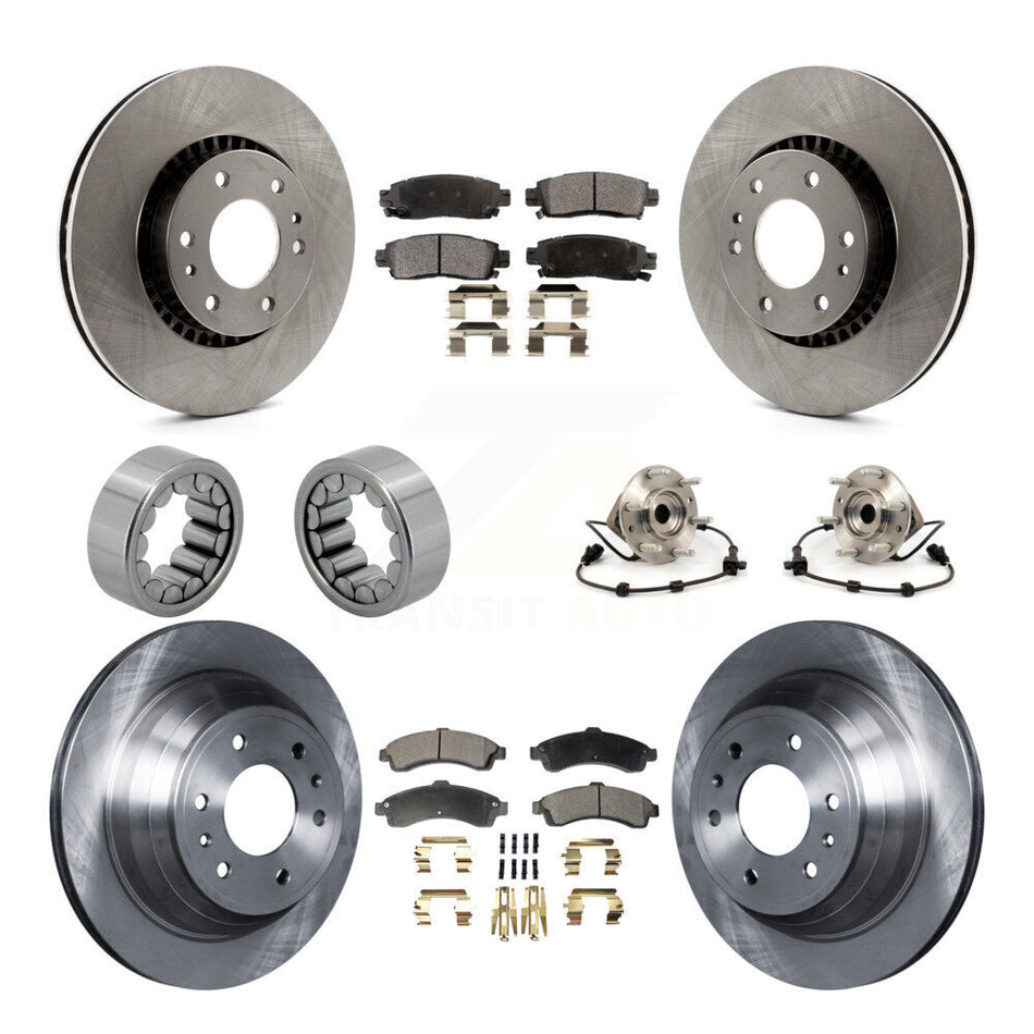 Front Rear Hub Bearing Brake Rotor & Pad Shoe Kit (10Pc) For Chevrolet GMC Trailblazer XL KBB-109174