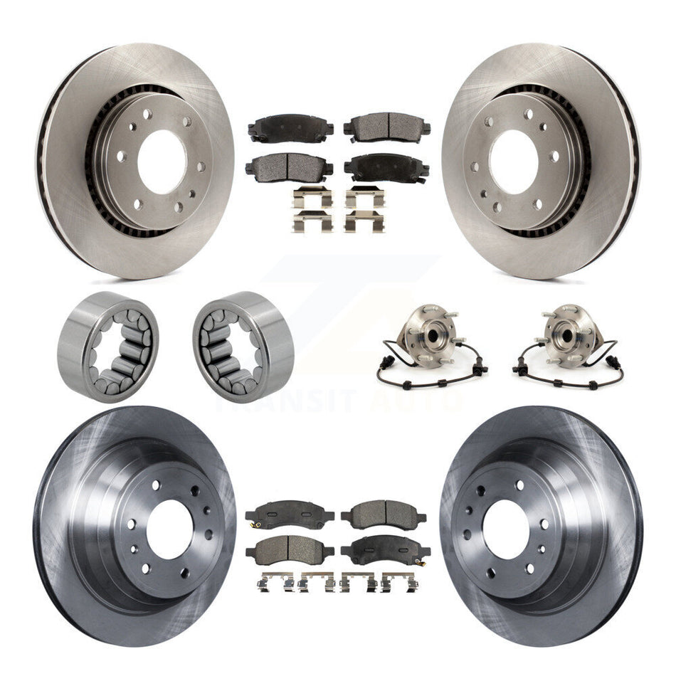Front Rear Hub Bearing Disc Brake Rotor Pad Shoe Kit (10Pc) For Chevrolet Trailblazer GMC KBB-109175