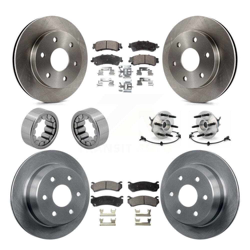 Front Rear Hub Bearing Brake Rotor & Pad Shoe Kit (10Pc) For Chevrolet Silverado 1500 GMC KBB-109179