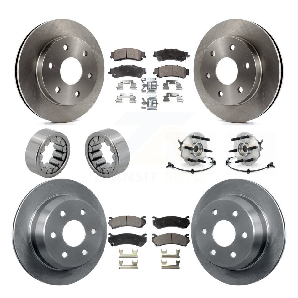 Front Rear Hub Bearing Brake Rotor & Pad Shoe Kit (10Pc) For Chevrolet Silverado 1500 GMC KBB-109179