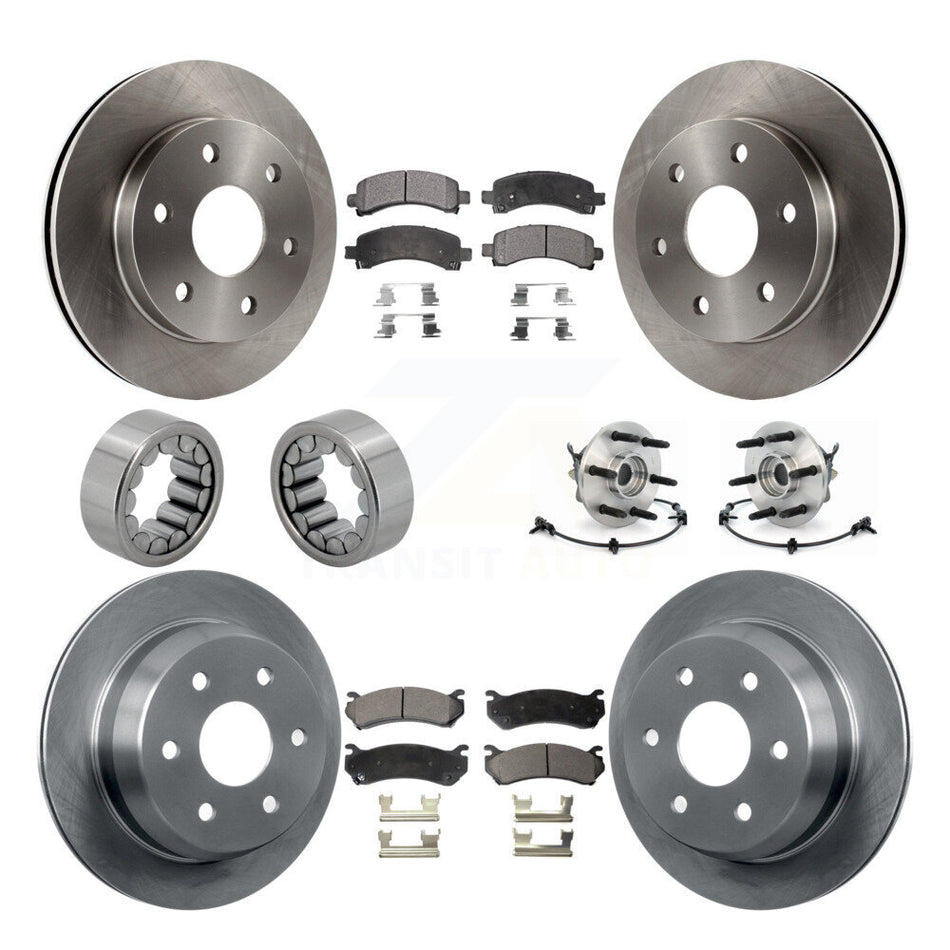 Front Rear Hub Bearing Brake Rotor & Pad Shoe Kit (10Pc) For Chevrolet Avalanche 1500 4WD KBB-109181