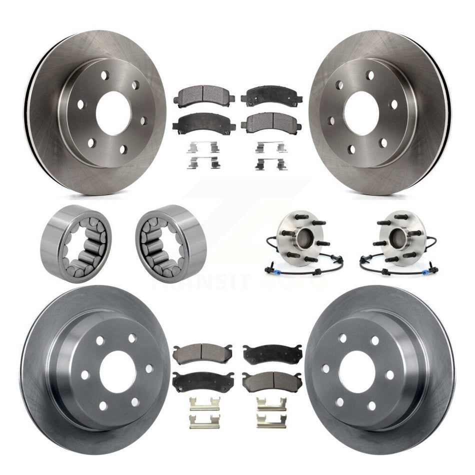Front Rear Hub Bearing Brake Rotor & Pad Shoe Kit (10Pc) For Chevrolet Avalanche 1500 RWD KBB-109188