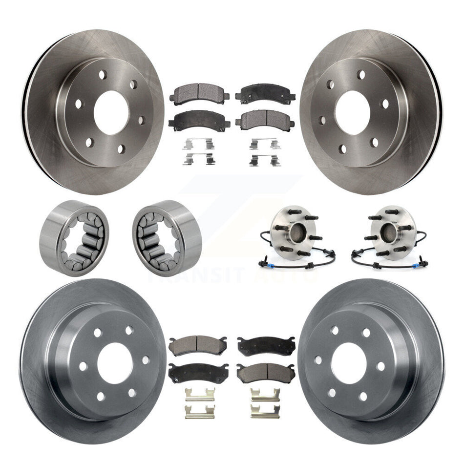 Front Rear Hub Bearing Brake Rotor & Pad Shoe Kit (10Pc) For Chevrolet Avalanche 1500 RWD KBB-109188