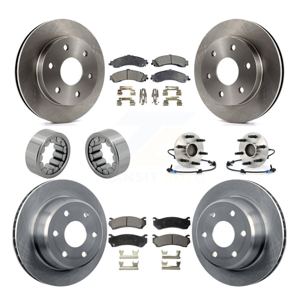 Front Rear Hub Bearing Brake Rotor & Pad Shoe Kit (10Pc) For Chevrolet Avalanche 1500 RWD KBB-109189