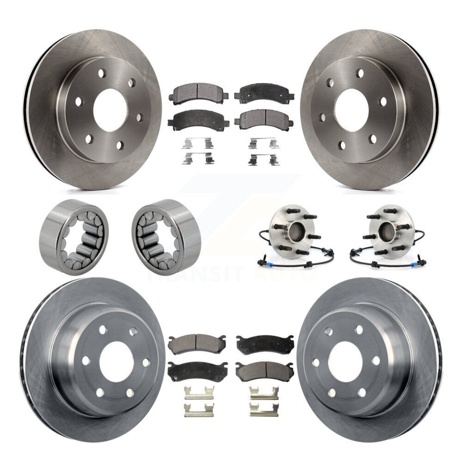 Front Rear Hub Bearing Brake Rotor & Pad Shoe Kit (10Pc) For Chevrolet Avalanche 1500 GMC KBB-109190