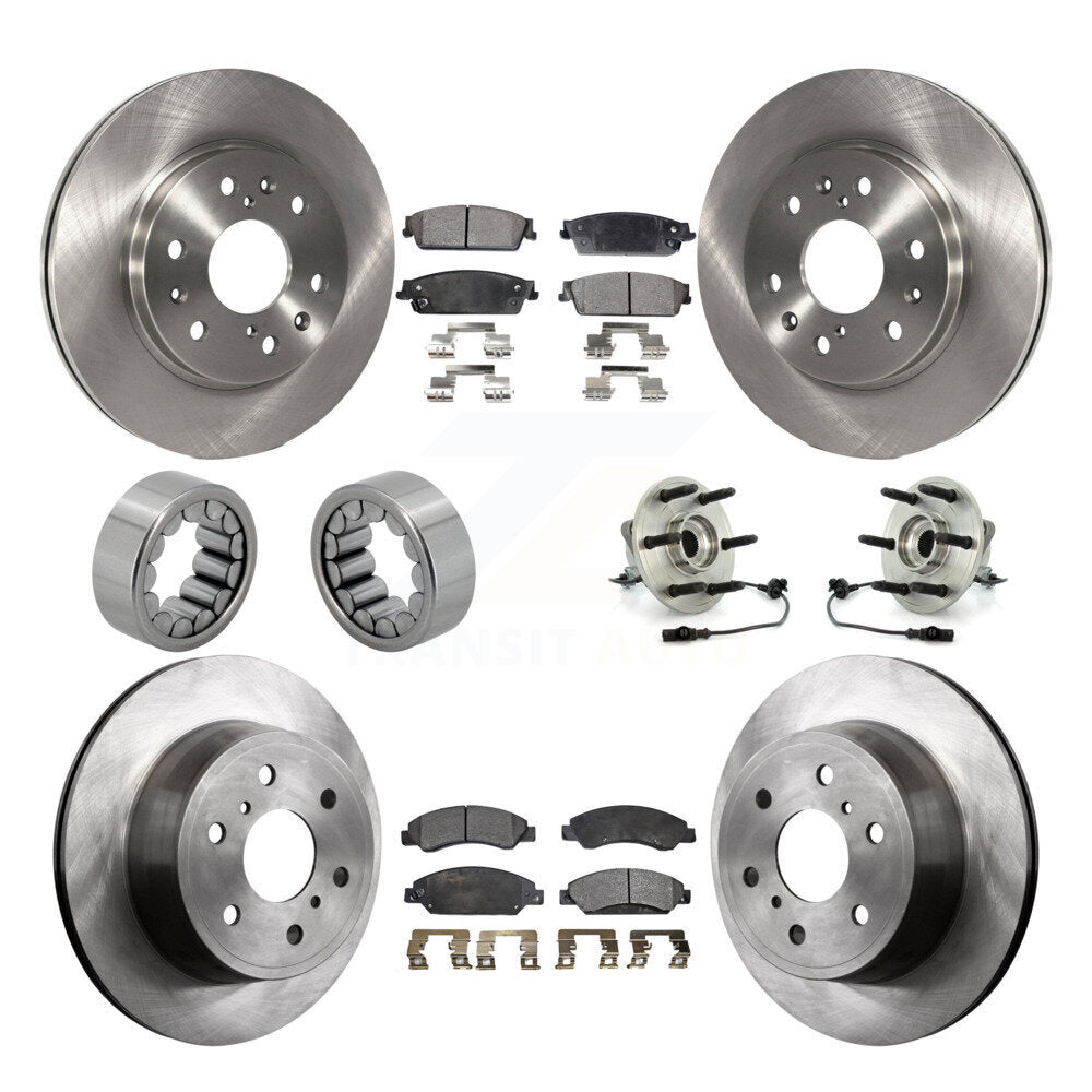 Front Rear Hub Bearing Brake Rotor & Pad Shoe Kit (10Pc) For Chevrolet Avalanche Cadillac KBB-109194