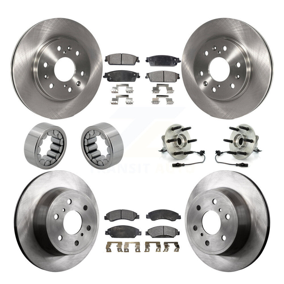 Front Rear Hub Bearing Brake Rotor & Pad Shoe Kit (10Pc) For Chevrolet Avalanche Cadillac KBB-109194