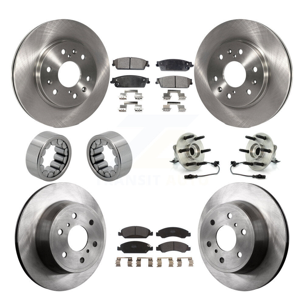Front Rear Hub Bearing Brake Rotor & Pad Shoe Kit (10Pc) For Chevrolet GMC Sierra 1500 XL KBB-109195