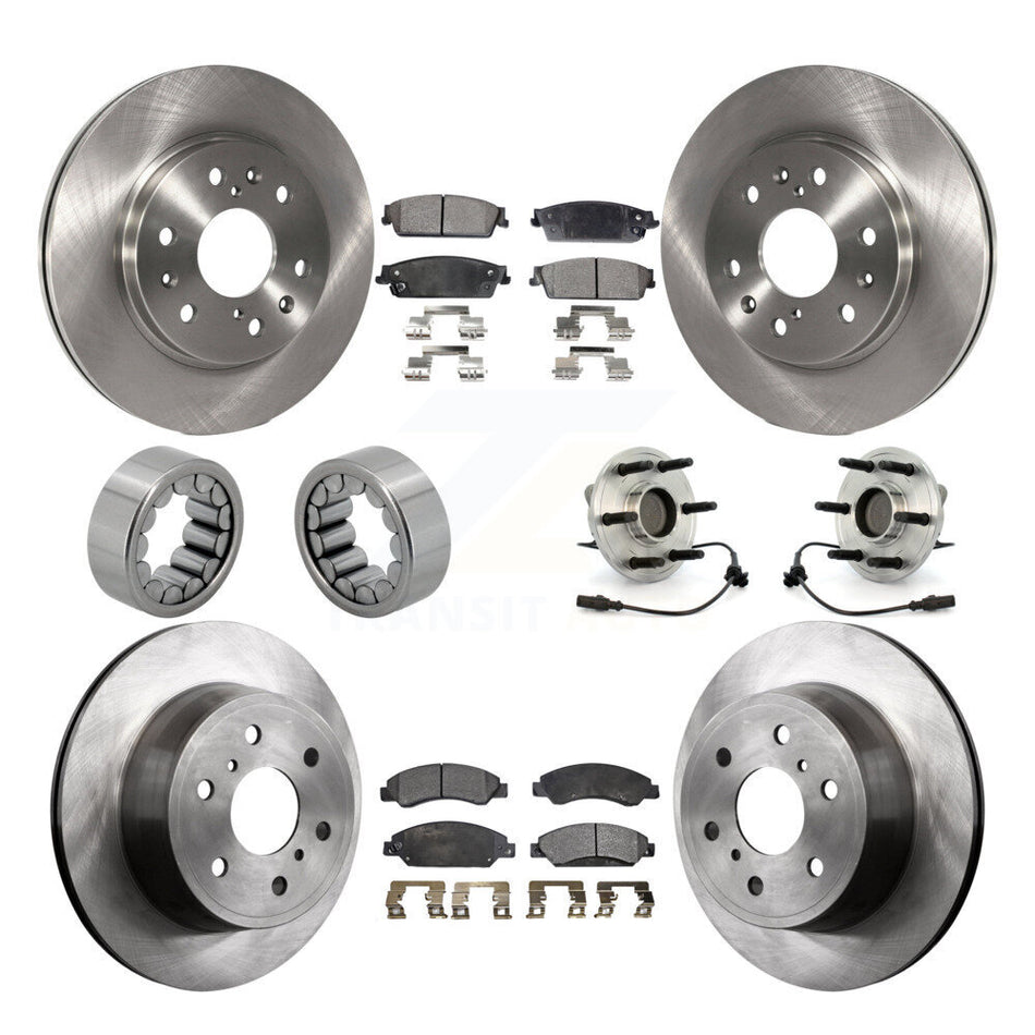 Front Rear Hub Bearing Brake Rotor Pads Shoe Kit (10Pc) For Chevrolet Avalanche GMC Tahoe KBB-109199