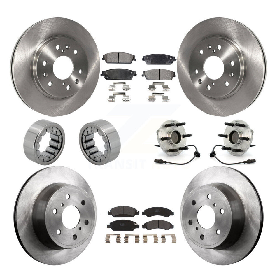 Front Rear Hub Bearing Brake Rotor & Pad Shoe Kit (10Pc) For Chevrolet GMC Sierra 1500 XL KBB-109200