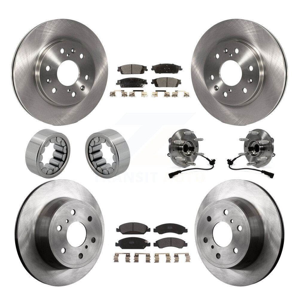Front Rear Hub Bearing Brake Rotor & Pad Shoe Kit (10Pc) For GMC Sierra 1500 Chevrolet XL KBB-109204