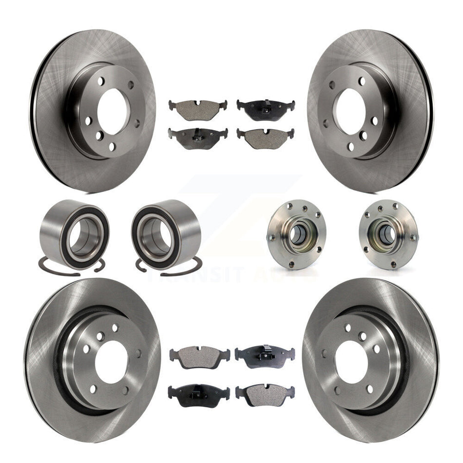 Front Rear Wheel Hub Bearings Assembly Disc Brake Rotors And Semi-Metallic Pads Shoes Kit (10Pc) For 1998-1998 BMW 328i 328is With 294mm Diameter Rotor KBB-109208